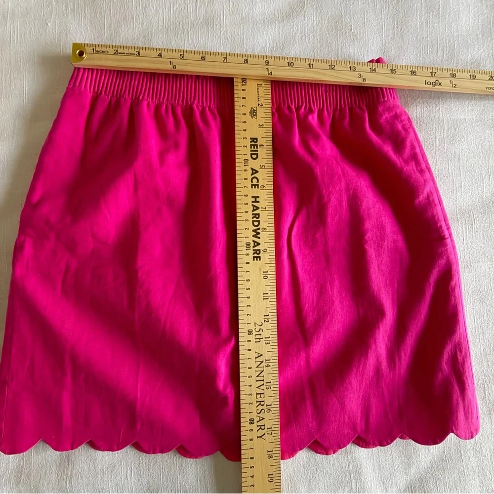 J Crew Skirt Womens 10 Scallop Hem Mini Linen Blend Lined Pockets Preppy NWT - Picture 5 of 10